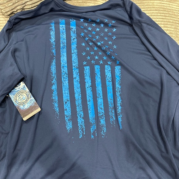 Men's Blue American Flag Long Sleeve Sun Shirt - Picture 5 of 5